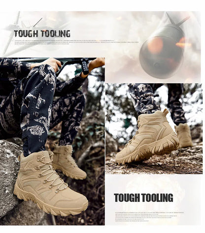 Men Boots Outdoor Combat Ankle Boot Tactical Boots for Man Anti-Slip Motocycle Boots Climbing Hiking Shoes Size 39-46