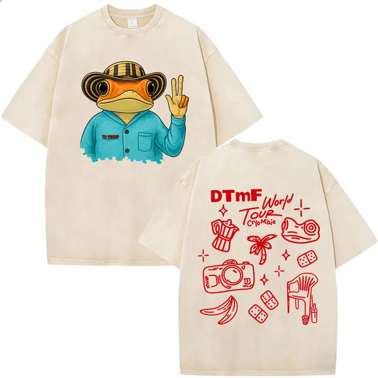 Washed Vintage Rapper Bad Bunny T-shirt Debi Tirar Mas Fotos DTMF Tour 2026 T Shirts Men Women Clothing Fashion Hip Hop T-shirts