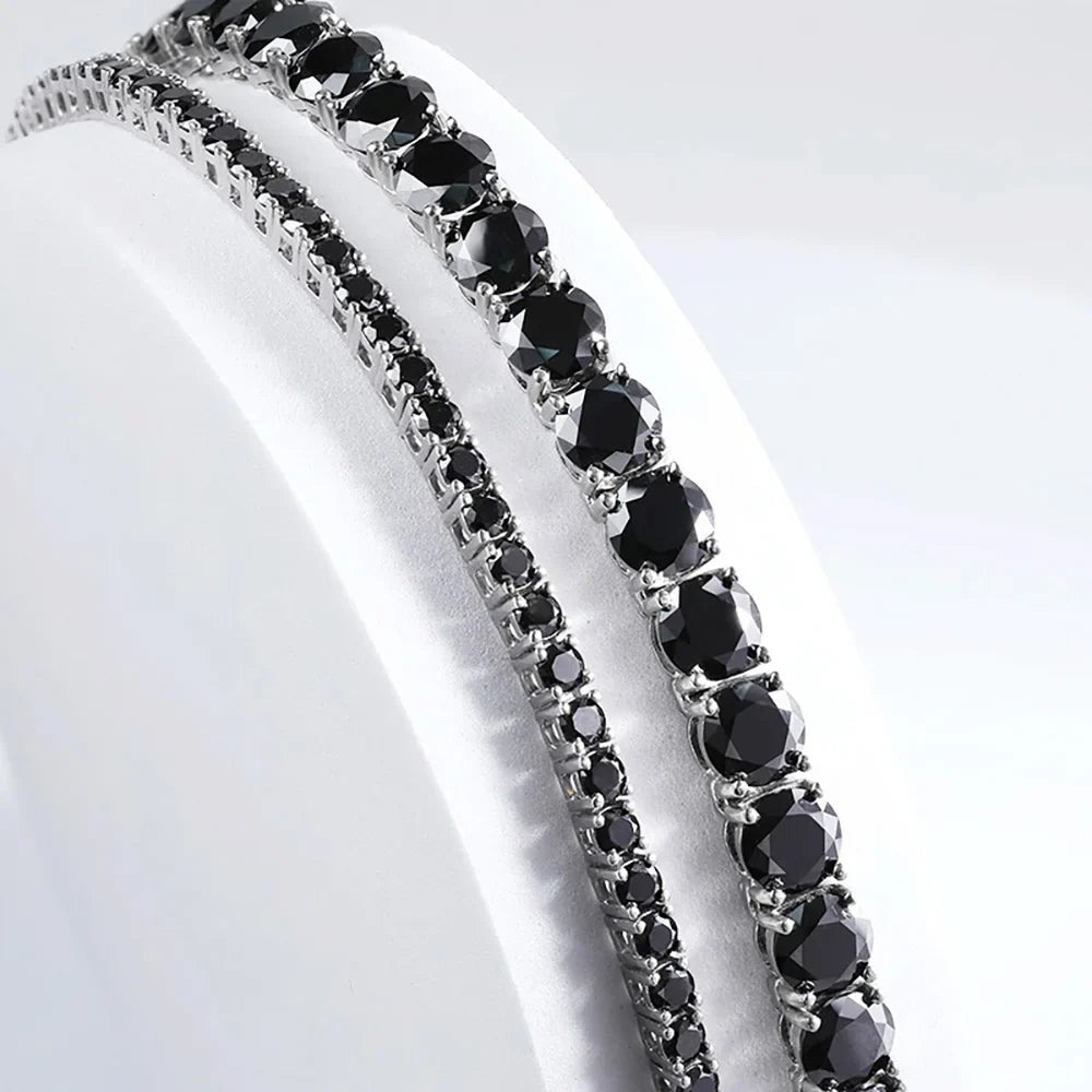 3/4/5/6.5mm Black Moissanite Tennis Necklaces with Certificates 925 Sterling Silver Lab Diamond Hiphop Neck Chain For Women Men