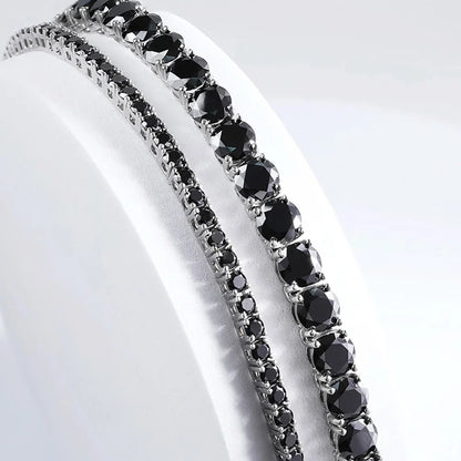 3/4/5/6.5mm Black Moissanite Tennis Necklaces with Certificates 925 Sterling Silver Lab Diamond Hiphop Neck Chain For Women Men
