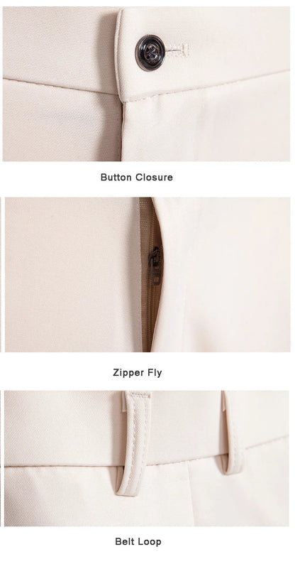 Men's Elastic Slim Fit Khaki Trousers Casual Pants Classic Fashion Suit Sports Pants Spring Summer