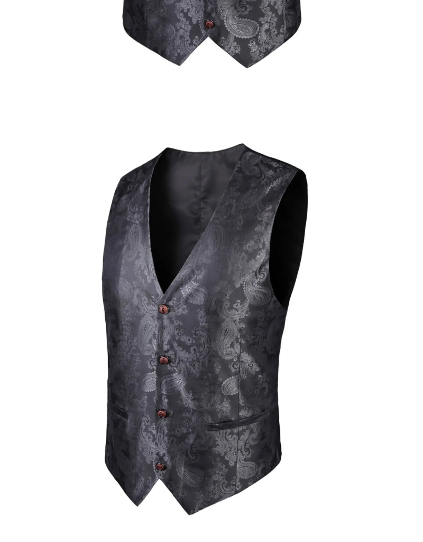 2025 New High-end V-neck Jacquard Black Vest for Men, White Sleeveless Waistcoat, Silver Billiards Uniform ,male Magician Vests