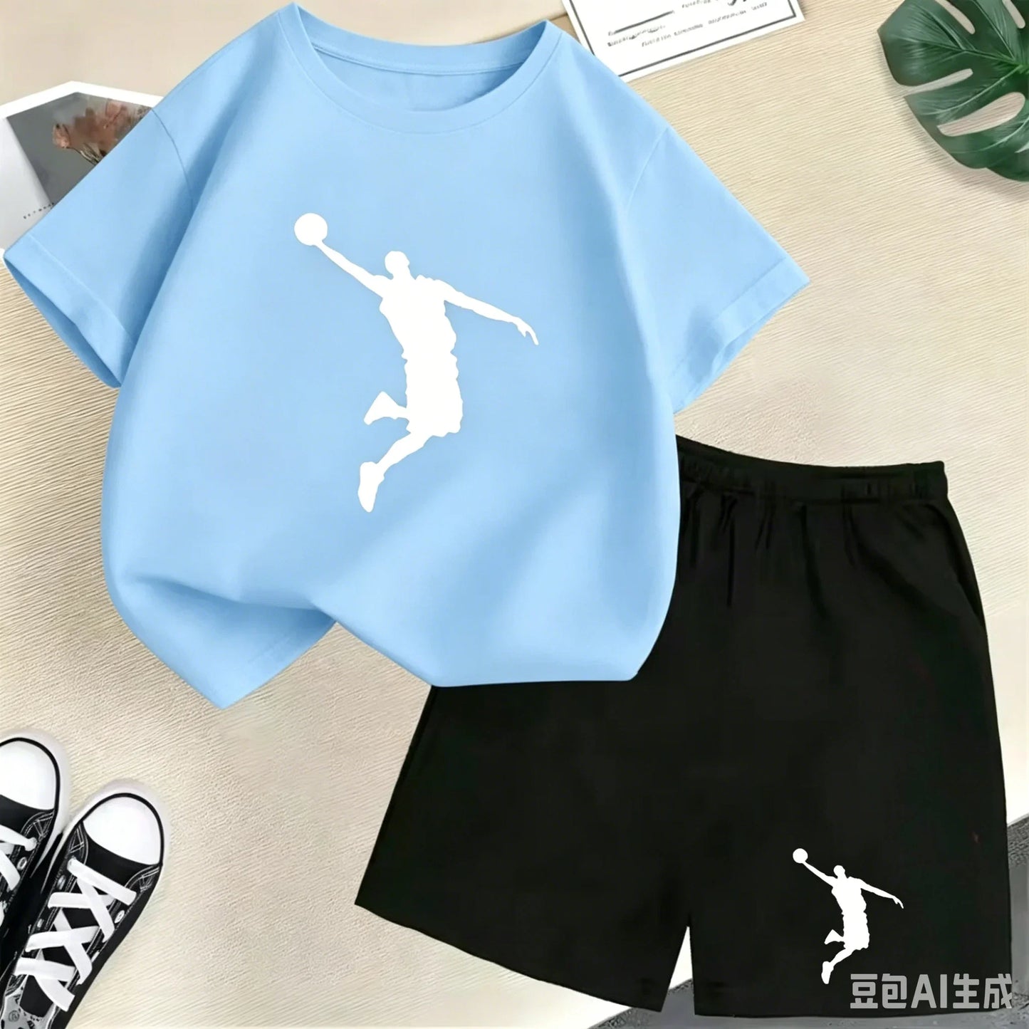 Summer Short Sleeve Children's T-shirt Set Sports Fashion Boys Girls Shorts 2pcs Set Casual Brand Print Graphics Kid Set Outfits