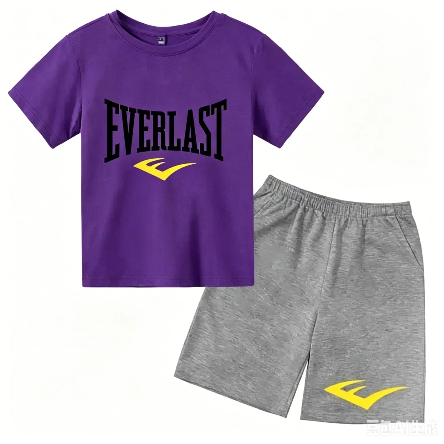 Kids Summer Leisure Simple Letter Print 2pcs O-neck Tees+Shorts Pants Sportsuits 2-13 Years Boys Girls Streetwear Children Sets