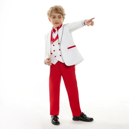 High Quality Boys Formal Suit Set 4 Pieces School Choir Performance Elegant Shawl Lapel Kids Suits Wedding Ring Bearer Outfit