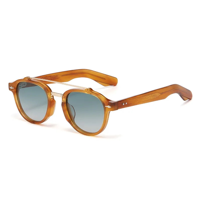 New High-end Flat Top Double Bridges Men Polarized Sunglasses Acetate Square Suneyeglass Women Fashion Retro Gifts Eyewear UV400