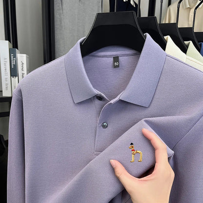 Original Brand Men's Polo Shirt 100 Cotton Lapel Dog Embroider Long Sleeve T-Shirt Autumn New Business Casual Handsome Men'swear