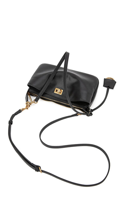 2026 Spring New Luxury Brand Women Shoulder Bags Split Leather Black Handbags Women Fashion Gold Buckle Underarm Bags