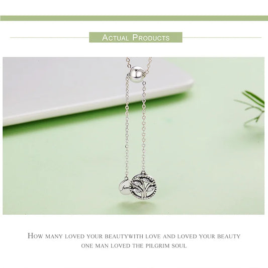 Genuine 925 Sterling Silver Tree of Life & House Letter Link Chain Necklaces & Pendants Authentic Silver Jewelry SCN106