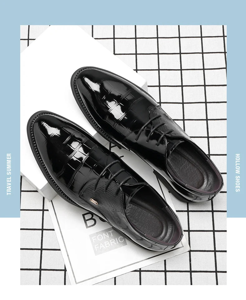 Mens Elevator Shoes 6/8CM Height Increase Invisible Hidden Formal Oxford Derby Leather Dress Shoes for Wedding Business Lace Up