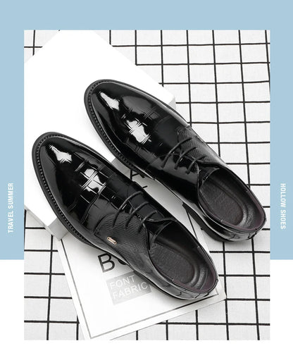 Mens Elevator Shoes 6/8CM Height Increase Invisible Hidden Formal Oxford Derby Leather Dress Shoes for Wedding Business Lace Up