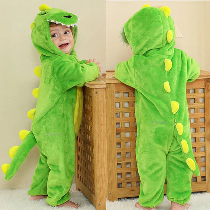 Winter Baby Rompers Baby Pijamas Panda Tiger Leopard Monkey Fox Animal Cartoon Hooded Jumpsuits Cosplay Costume Boys Girl Pajama