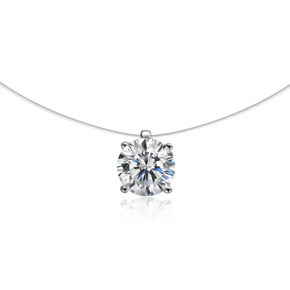 Moissanite Necklace 1-2ct Pear/Marquise/Round Brilliant Cut Diamond Fishing Line S925 Silver Pendant Necklaces for Gift