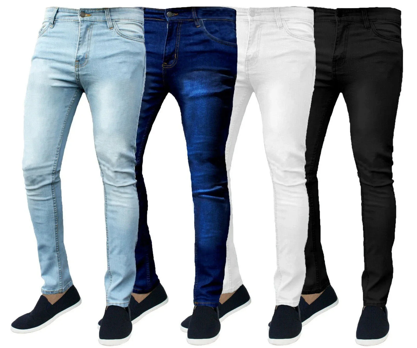 New High Quality Classic Style Slim Jeans Pants for Men Street Pants Male Stretch Denim Trousers Light Blue Skinny  Pencil Pants