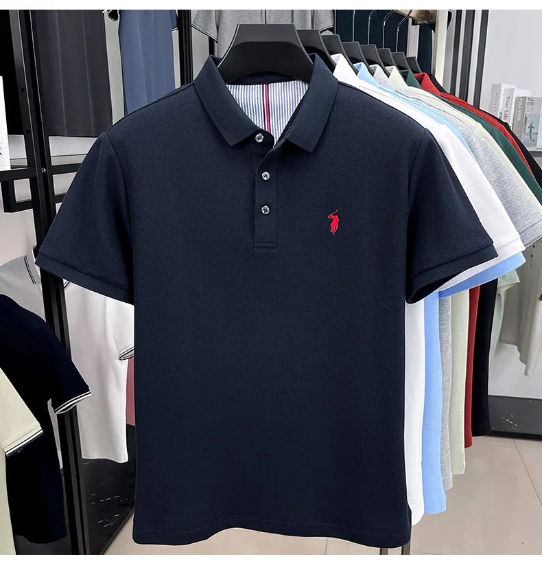 100% pure cotton high-end brand men's short sleeve polo shirt summer fashion original pony embroidery golf Paul  casual T-shirt
