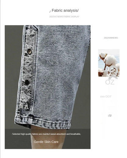 Big Size Denim Shorts Men Summer Streetwear Fashion Male Jean Shorts Y2k Baggy Plus Size 3/4 Long Black Wide Leg Korean Style
