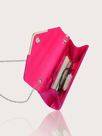 Gorgeous and elegant sparkly women's clutch bag, paired with a gorgeous rhinestone necklace, earrings and bracelet set of four.