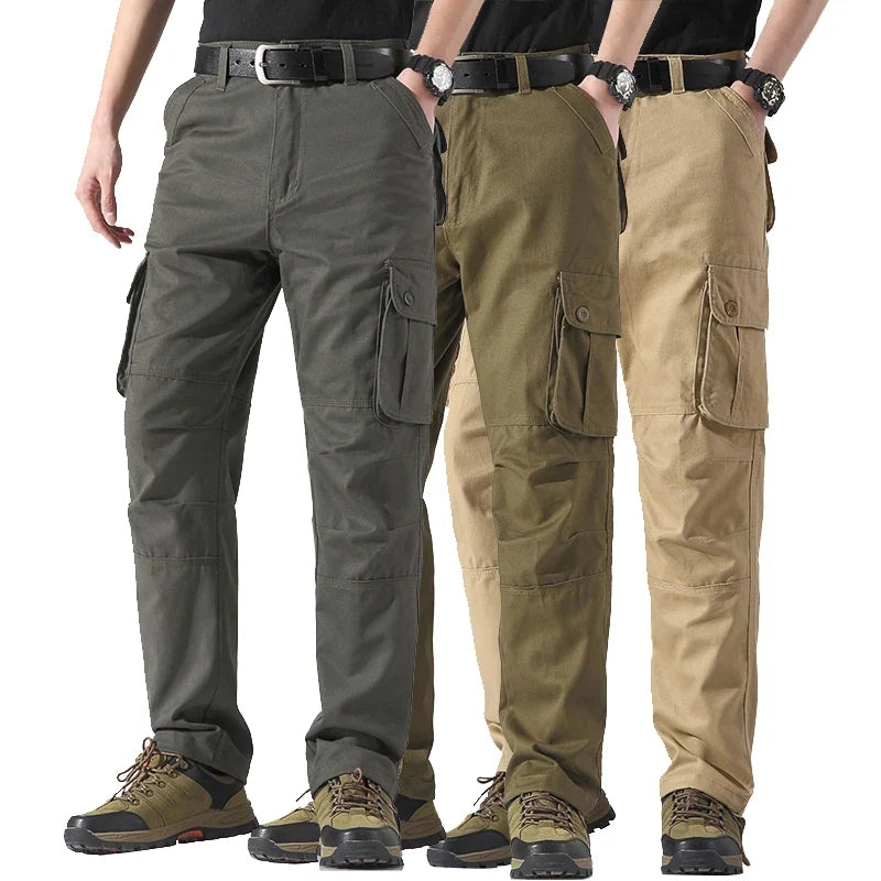 Male Cargo Pants Tactical Cotton Overalls Outdoor Utility Work Trousers Relaxed Fit Big Size Hombre Clothing