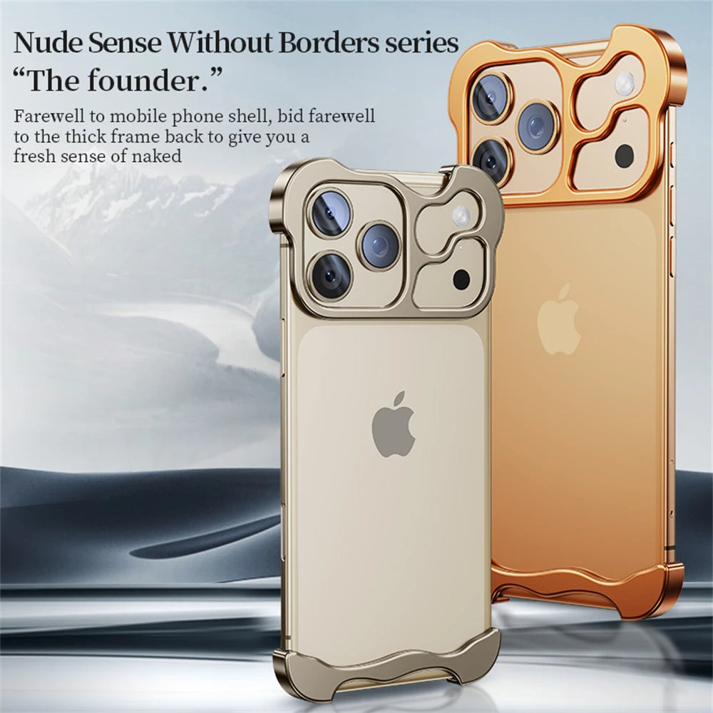 Luxury Irregular Metal Bumper Phone Case For iPhone 17 Air Pro Max Aluminum Shockproof Corner Pads Plating Ultra Thin Back Cover