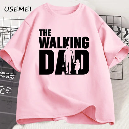 The Walking Dad Funny T-Shirt Funny Father and Daughter Matching Tee Shirt Cool Dad Graphic T Shirts Best Father's Day Clothes