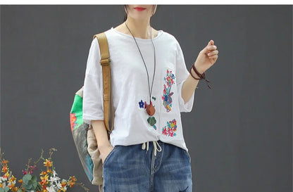 2025 Fashion Summer Streetwear Denim Trousers Ladies Vintage Elastic Jeans Womens Casual Loose Embroidery Harem Pants