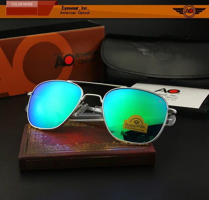 AO Pilot Sunglasses Men Top Quality Brand Designer AGX Tempered Glass Lens Sun Glasses Male