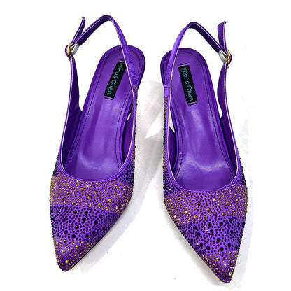 Italian Style Evening Party Shoes And Bag Set Hollow Design Bag With Shoes Elegant Comfortable Mid-Heeled Women Shoes