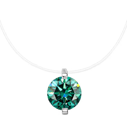 Blue Miossanite Pendant Necklace Transparent Fishing Line Clavicle Chain GRA Certified 925 Silver Choker Chain Jewelry