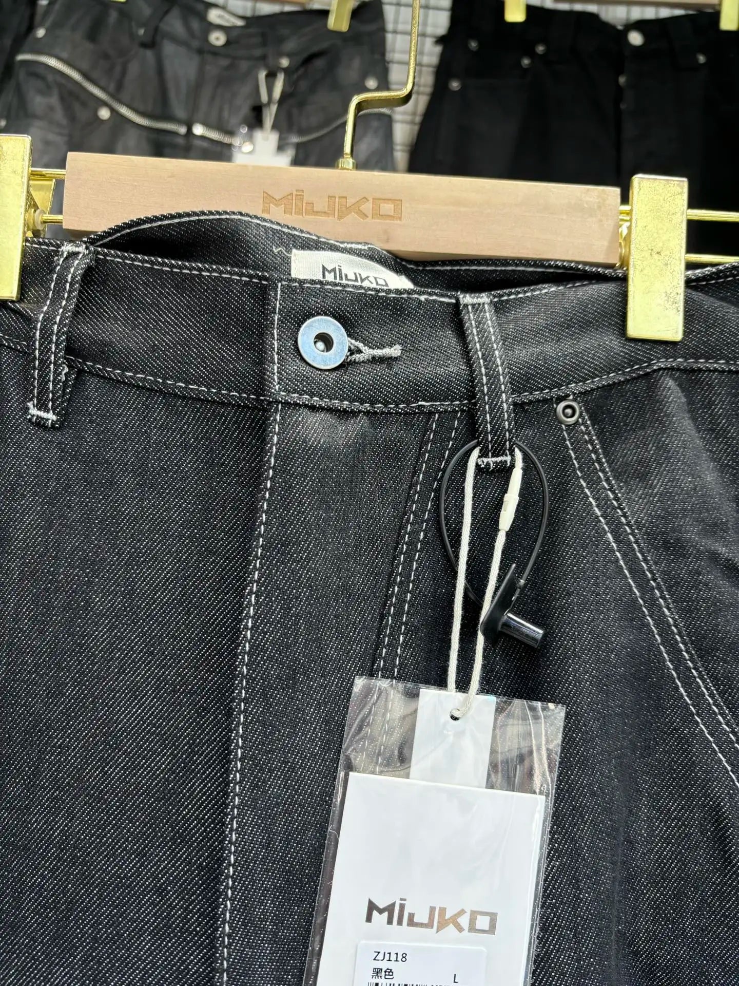 Black Original Cow Jeans Wood Trousers Bright Line Design Comfortable Fit Workwear Casual Pants ZJ118