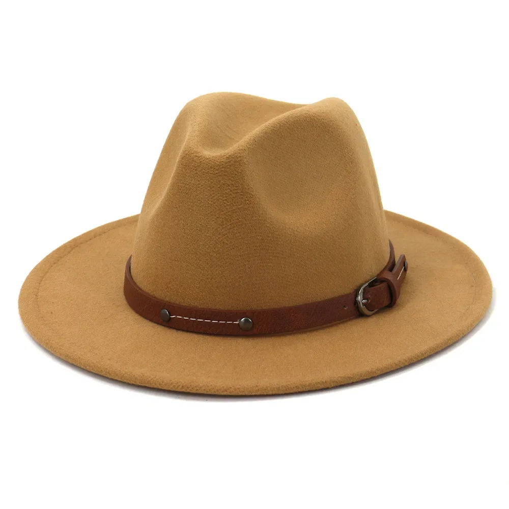Fedoras Winter Hat For Women 59-61CM Men Panama Felted Jazz Hats New Trilby Church Cap sombreros de mujer