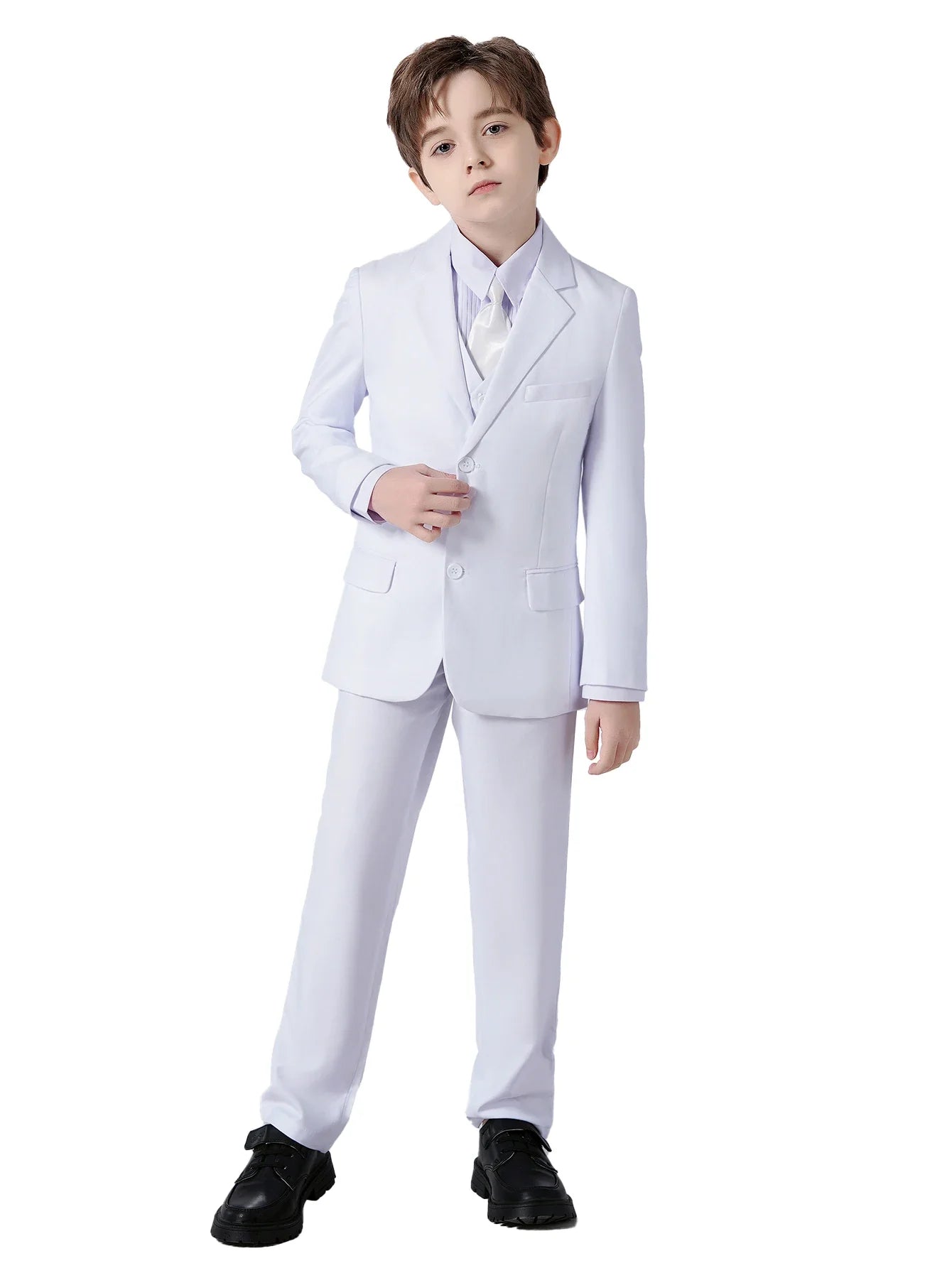 Boys Suits 4-Piece Jacket Vest Pants Tie Random Teen Dress Wedding Performance Prom Formalwear Classic Slim Elegant Age 2-16Y