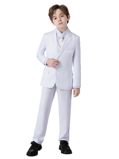 Boys Suits 4-Piece Jacket Vest Pants Tie Random Teen Dress Wedding Performance Prom Formalwear Classic Slim Elegant Age 2-16Y