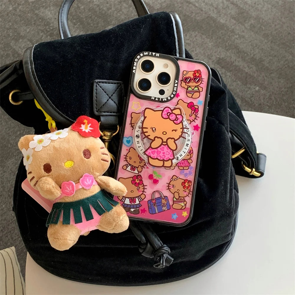 Y2K Hello Kitty Cute Cartoon Magnetic Phone Case For IPhone 12 13 14 15 16 17 Pro Max Protective Cover with Stand Fundas