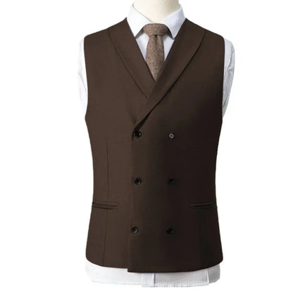 Men Vest Gray With Lapel Double Breasted Solid Waistcoat For Banquet Wedding Business Work Office Casual Daily Men Suit Vest