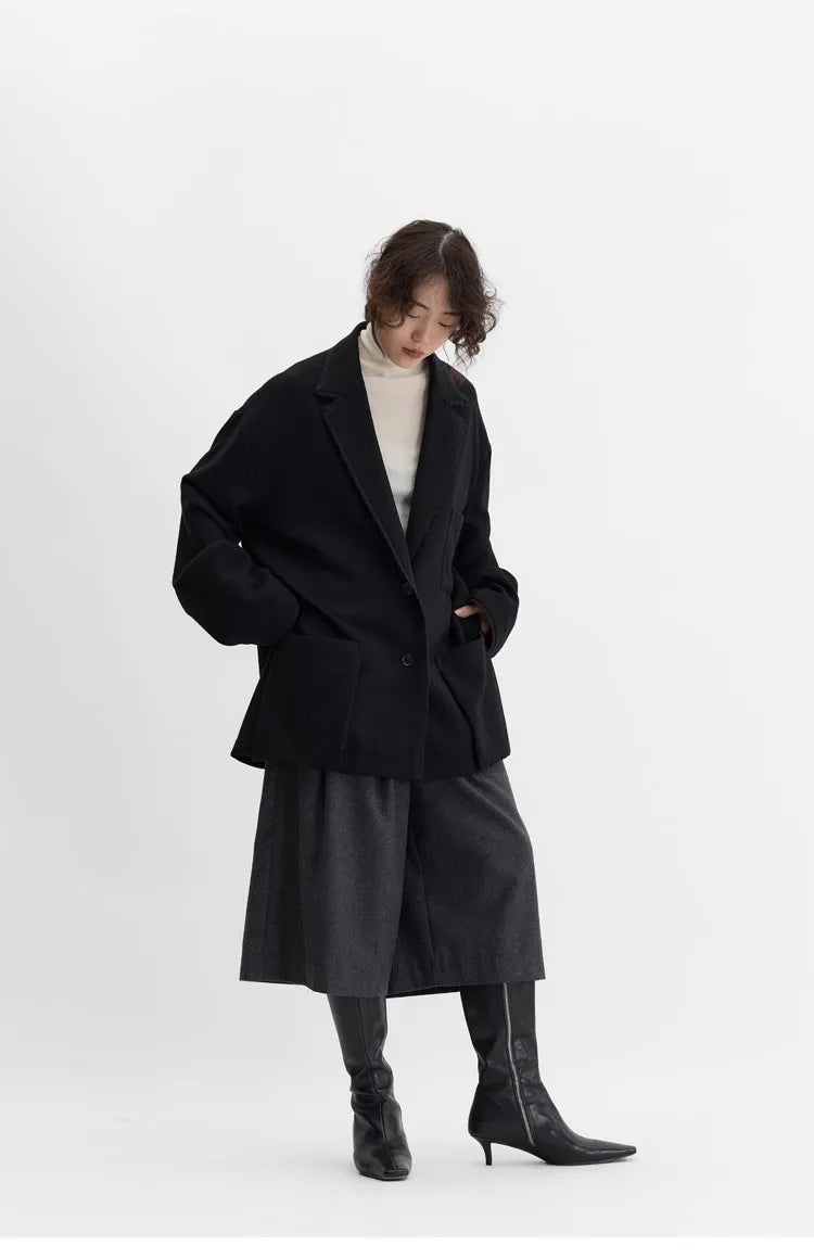 Australian Wool~Woolen Coat, Lightweight Lapel Collar, Straight Silhouette Blazer, Women's New Winter Style