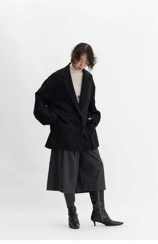 Australian Wool~Woolen Coat, Lightweight Lapel Collar, Straight Silhouette Blazer, Women's New Winter Style