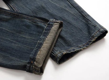 2026 New Men's Yellow Jeans, Blue Stretch Biker Trousers, Broken Hole Jeans, Fashion Popular Men Denim Pants Big Size 29-42