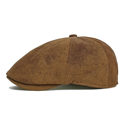 Autumn Winter Faux Leather Cap Newsboy Cap Hat Men Women Casual Beret Solid Cap PU  Leather Flat Caps Vintage