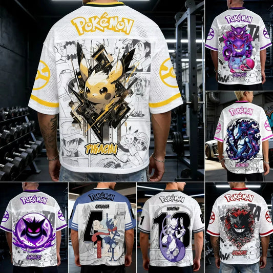 Summer 2026 Pokemon Series Themed Baseball Suit 3D Printed Breathable Quick Drying Short-sleeved T-shirt Adult Parent-child Top