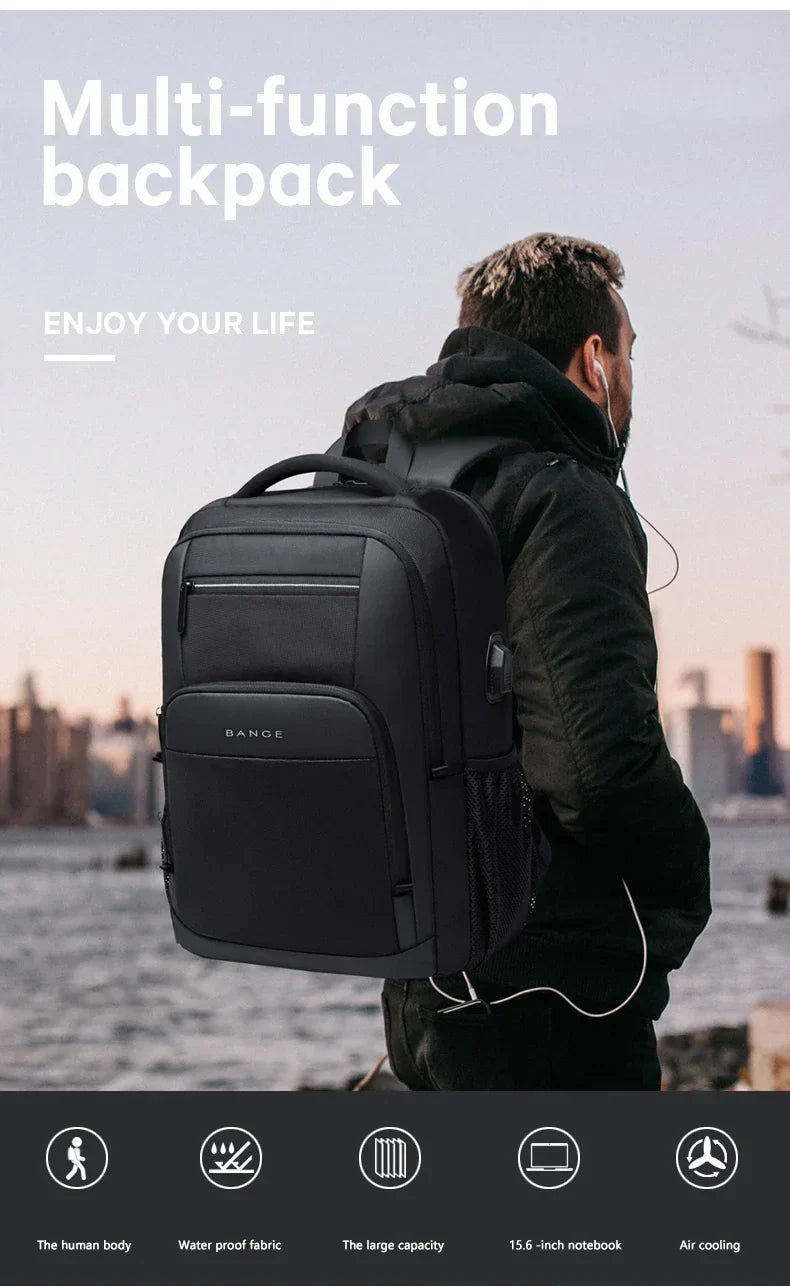 Travel Waterproof Backpack with USB Charging Port Fit 15.6 Inch Laptop Backpacks for Men and Women, Teenager School Bags