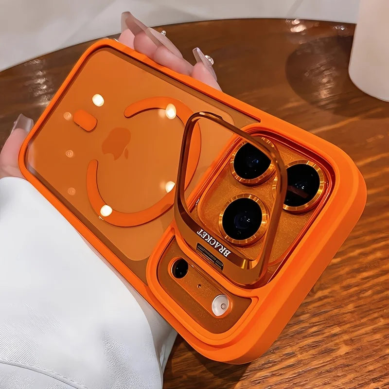 Luxury for Magsafe Magnetic attraction Bracket Case for IPhone 17 16 15 13 12 Pro Max Lens Holder Protection Clear Cover