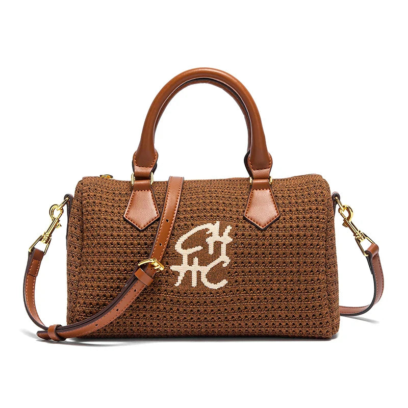Women's Beach Bag 2026 New Simple Knitted Shoulder Bag for Vacation