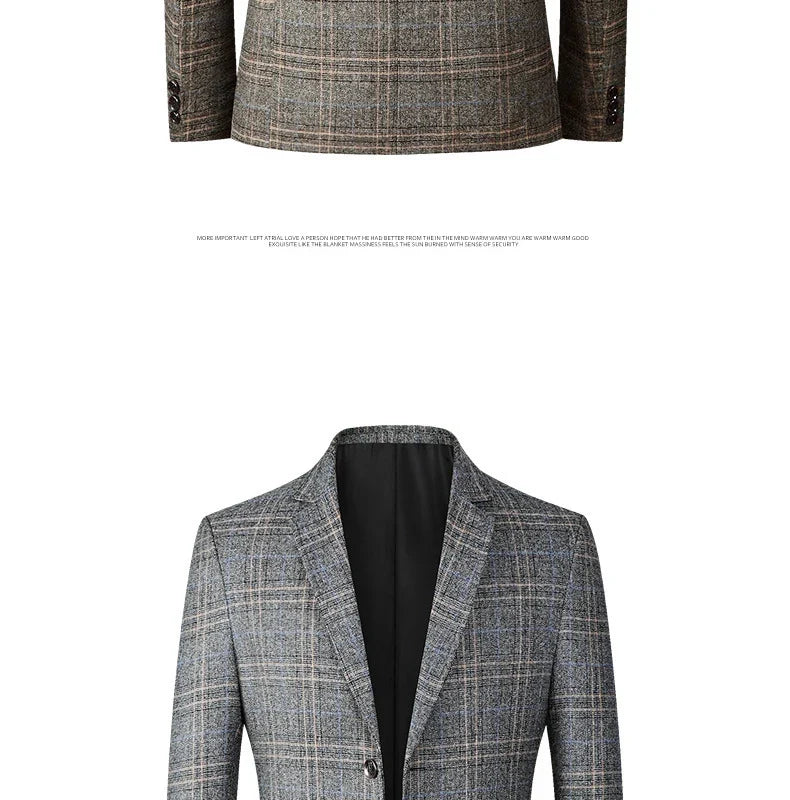 New Men Blazer Slim Fit Plaid Long Sleeve Smart Casual Blazer for Men 2026 Spring and Autumn Wedding Coat for Men Clothes