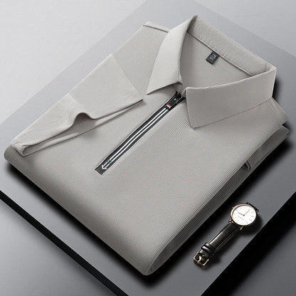Original Quality Men's Polo Shirt High-End Solid Color Half Zipper Short Sleeve Summer Lapel T-Shirt Business Casual Menswear