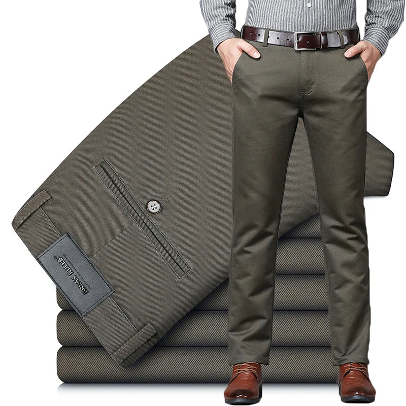 6 Colors Male Autumn Winter Casual Pants Chic Straight Formal Office Luxury Trousers Fashion Elastic Men Business Suit Pants