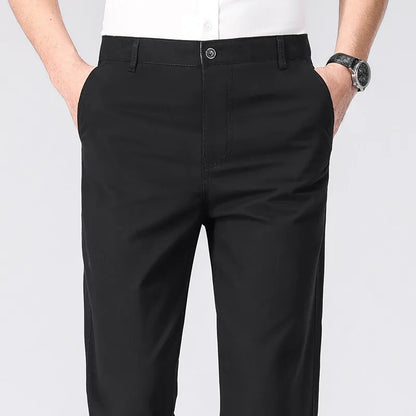 Men's American Chino Pants Double Pleated Classic Fit Dress Pant Business Casual Golf Pants Pure Cotton Trousers