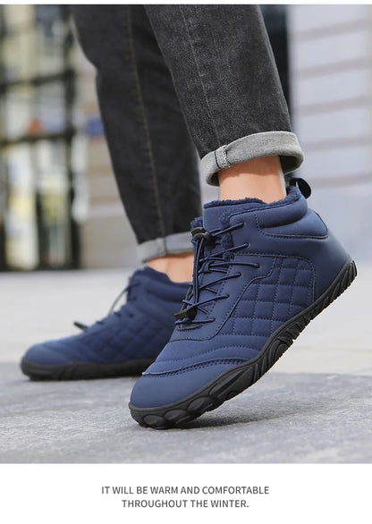 New Winter Booties Outdoor Waterproof Barefoot Boots For Men Ankle Boots Plush Warm Snow Shoes Non-slip Casual Sneakers Big Size