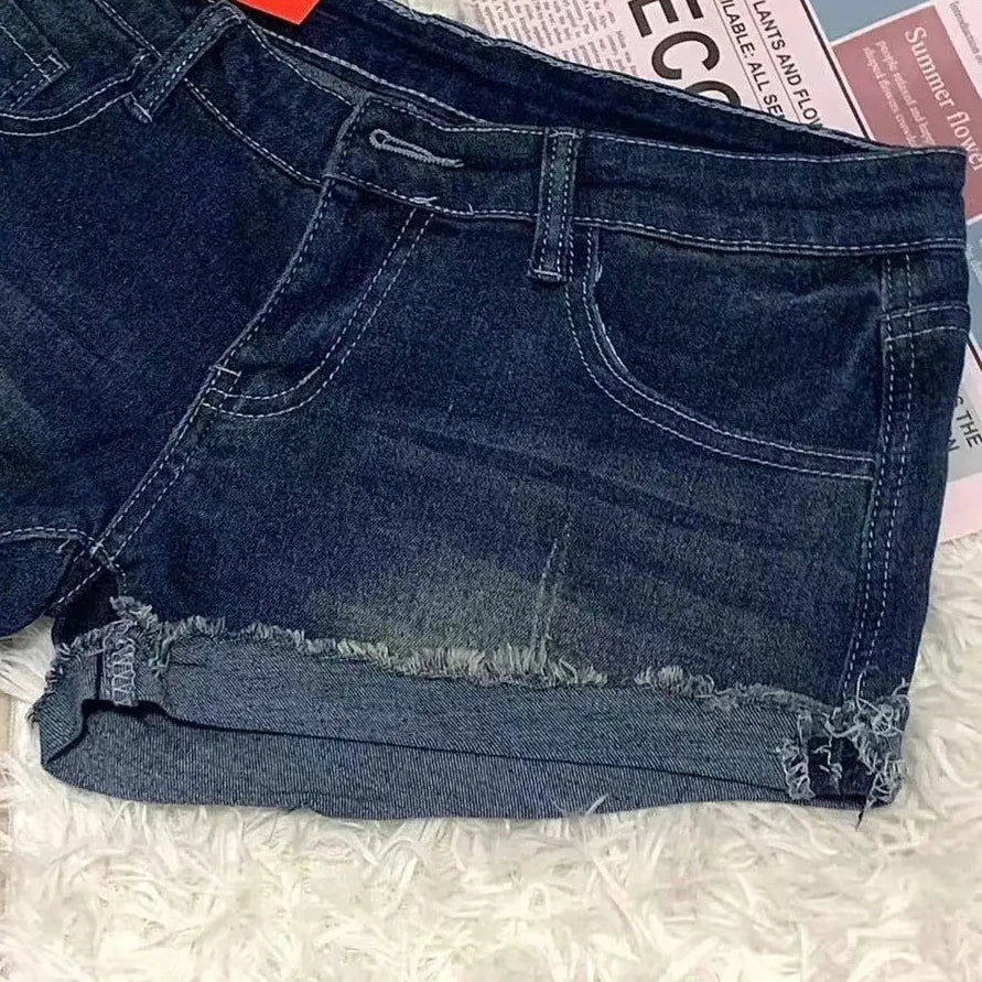 New 2025 Denim Shorts Women Skinny Distressed Vintage Girls American Style Sexy Short Jean Woman