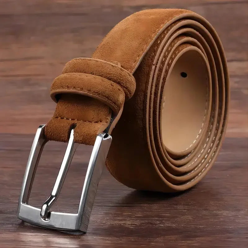 2025 Fashion Suede Belt Cow Genuine For Man And Lady With Oxford Fabric Strap Genuine Leather Luxury Pin Buckle Blue Belts