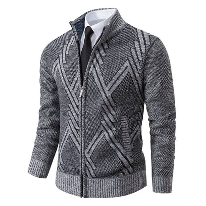 Men's Knit Cardigan Autumn Winter Sweater Coat Man Clothes Brown Blue Luxury Brand Button Fleece Lined Male Knitting Jackets